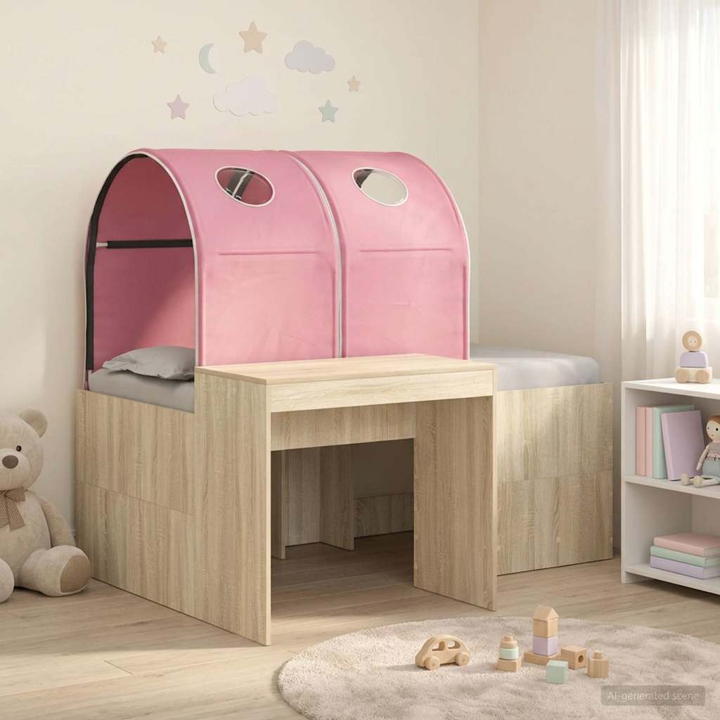 Bed with Tunnel 3 pcs Artisian Oak and Pink Engineered Wood