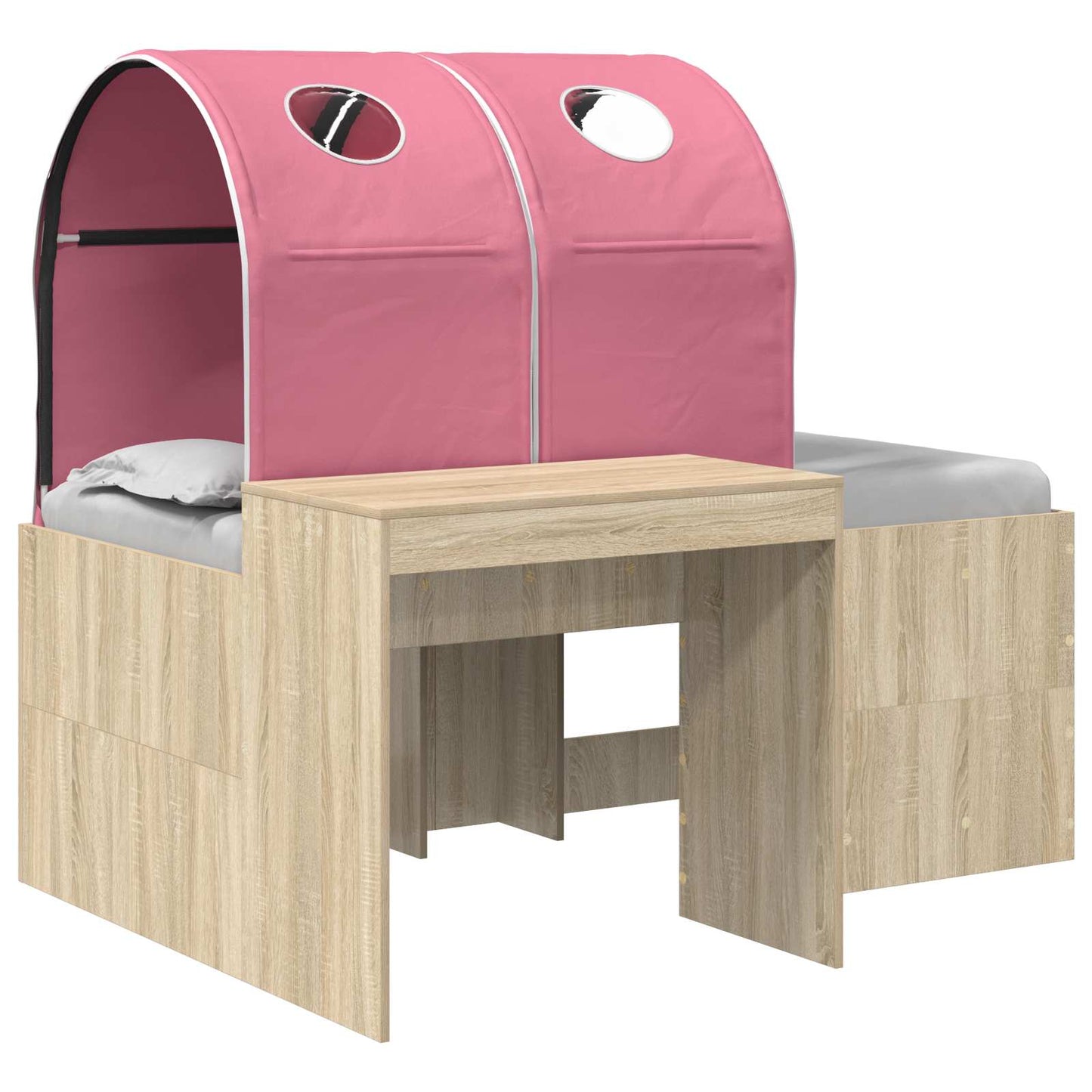 Bed with Tunnel 3 pcs Artisian Oak and Pink Engineered Wood