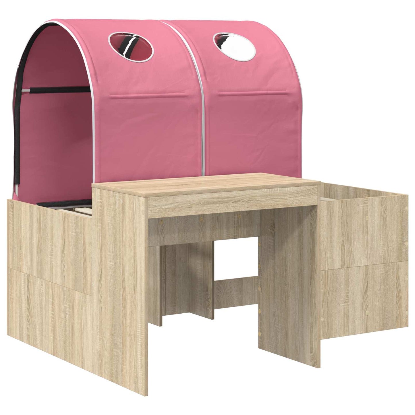 Bed with Tunnel 3 pcs Artisian Oak and Pink Engineered Wood