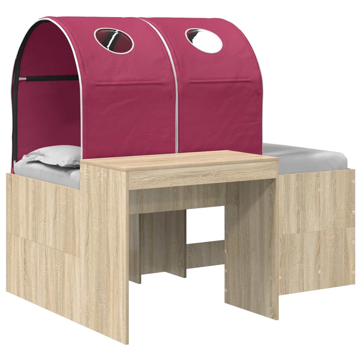 Bed with Tunnel 3 pcs Artisian Oak and Red Engineered Wood