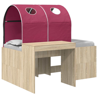 Bed with Tunnel 3 pcs Artisian Oak and Red Engineered Wood