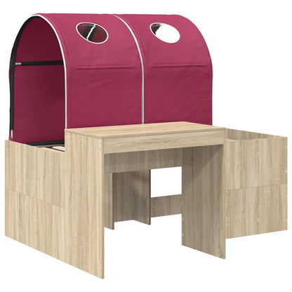 Bed with Tunnel 3 pcs Artisian Oak and Red Engineered Wood