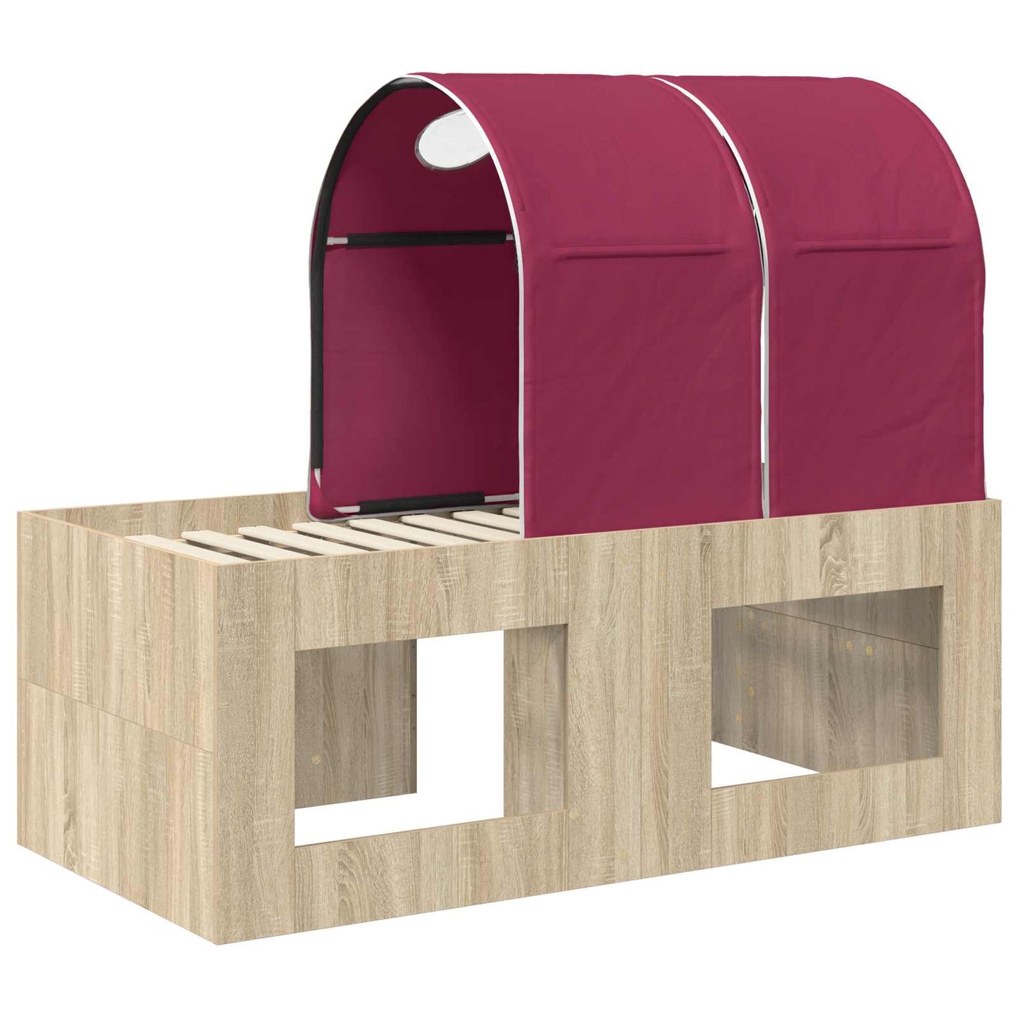 Bed with Tunnel 3 pcs Artisian Oak and Red Engineered Wood