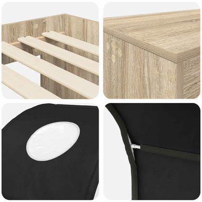 Bed with Tunnel 3 pcs Artisian Oak and Black Engineered Wood