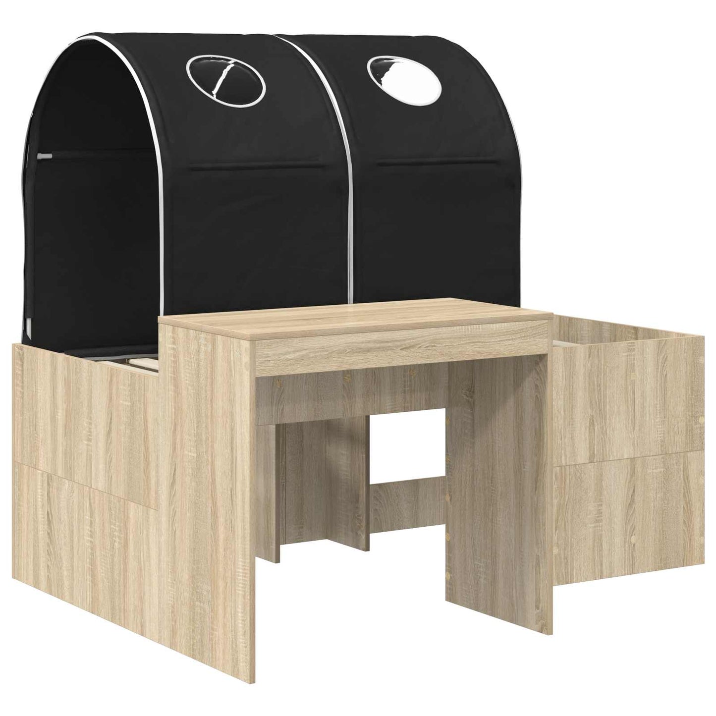 Bed with Tunnel 3 pcs Artisian Oak and Black Engineered Wood