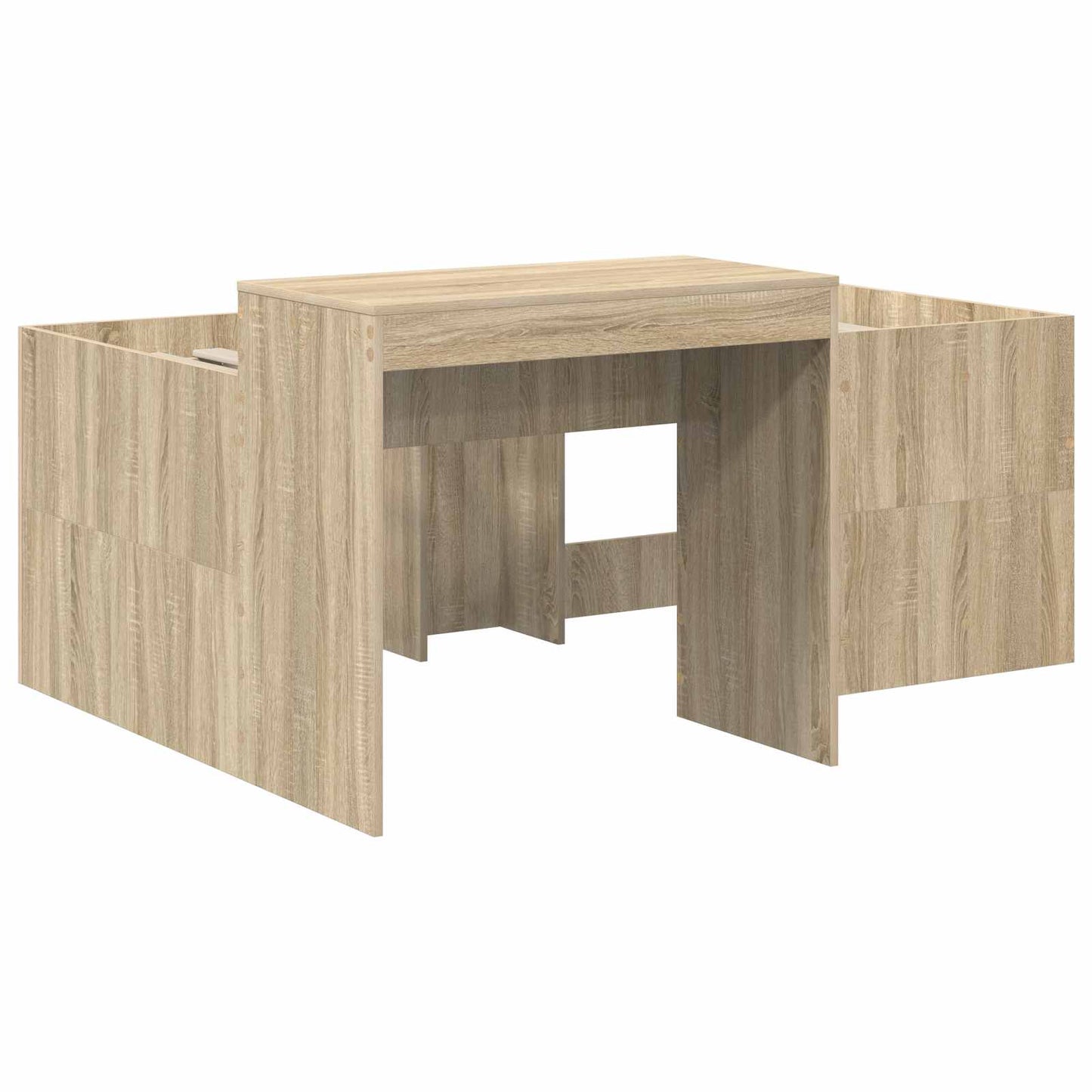 Bed with Tunnel 3 pcs Artisian Oak and Black Engineered Wood