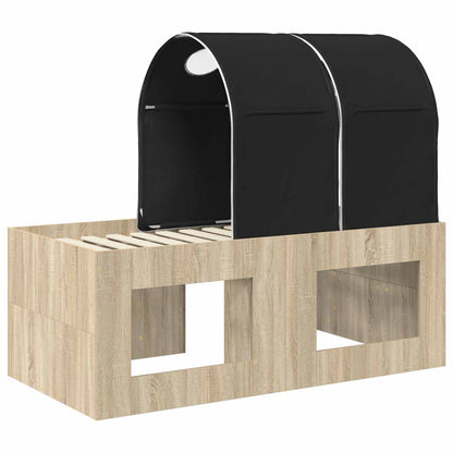Bed with Tunnel 3 pcs Artisian Oak and Black Engineered Wood