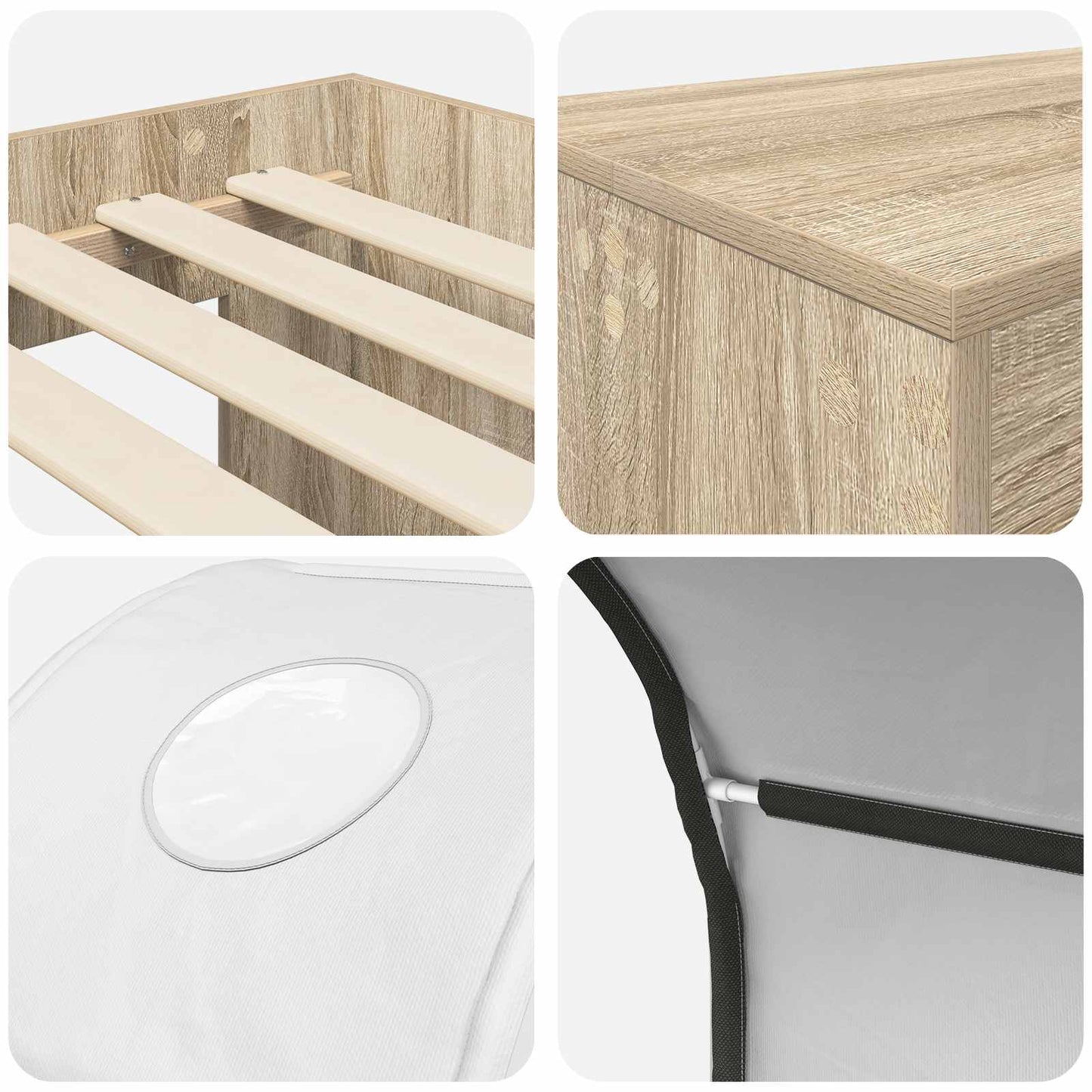Bed with Tunnel 3 pcs Artisian Oak and White Engineered Wood