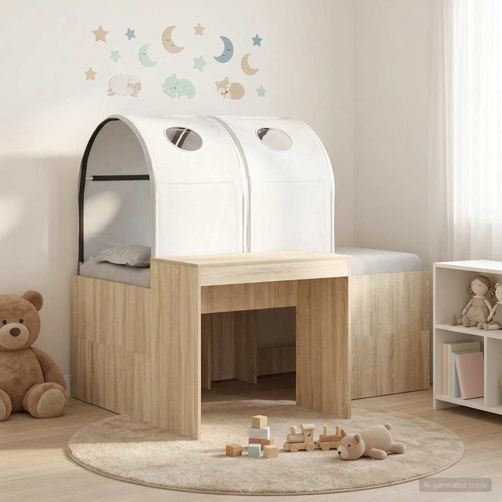 Bed with Tunnel 3 pcs Artisian Oak and White Engineered Wood