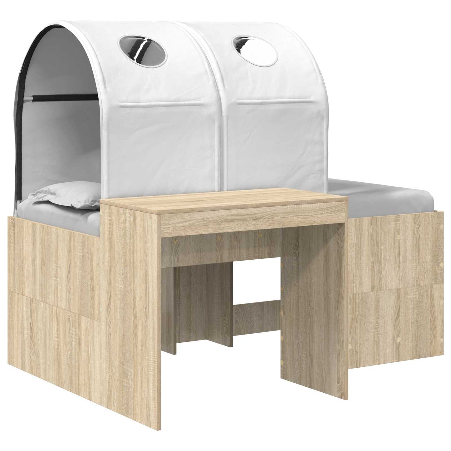 Bed with Tunnel 3 pcs Artisian Oak and White Engineered Wood
