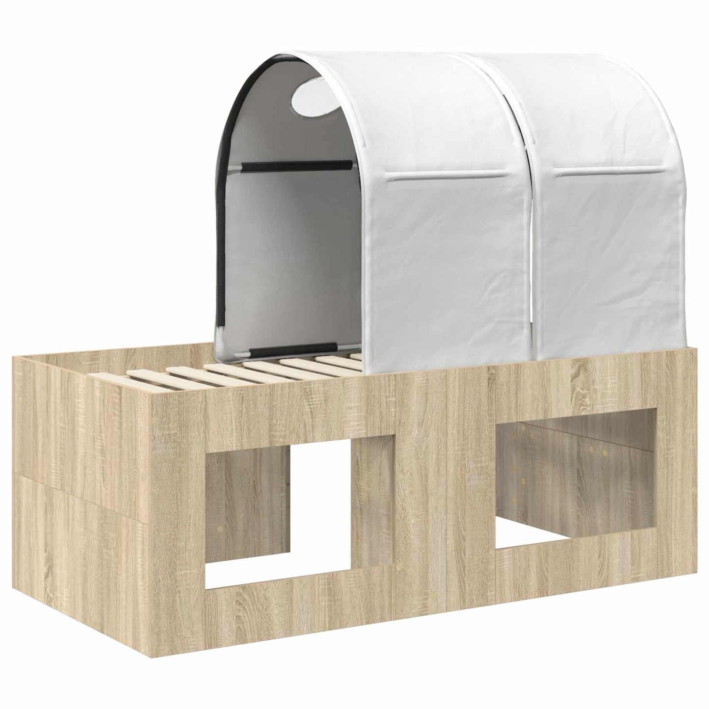 Bed with Tunnel 3 pcs Artisian Oak and White Engineered Wood