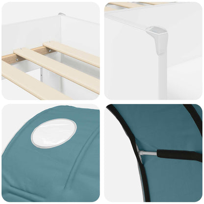 Bed with Tunnel 4 pcs White and Light Blue Engineered Wood
