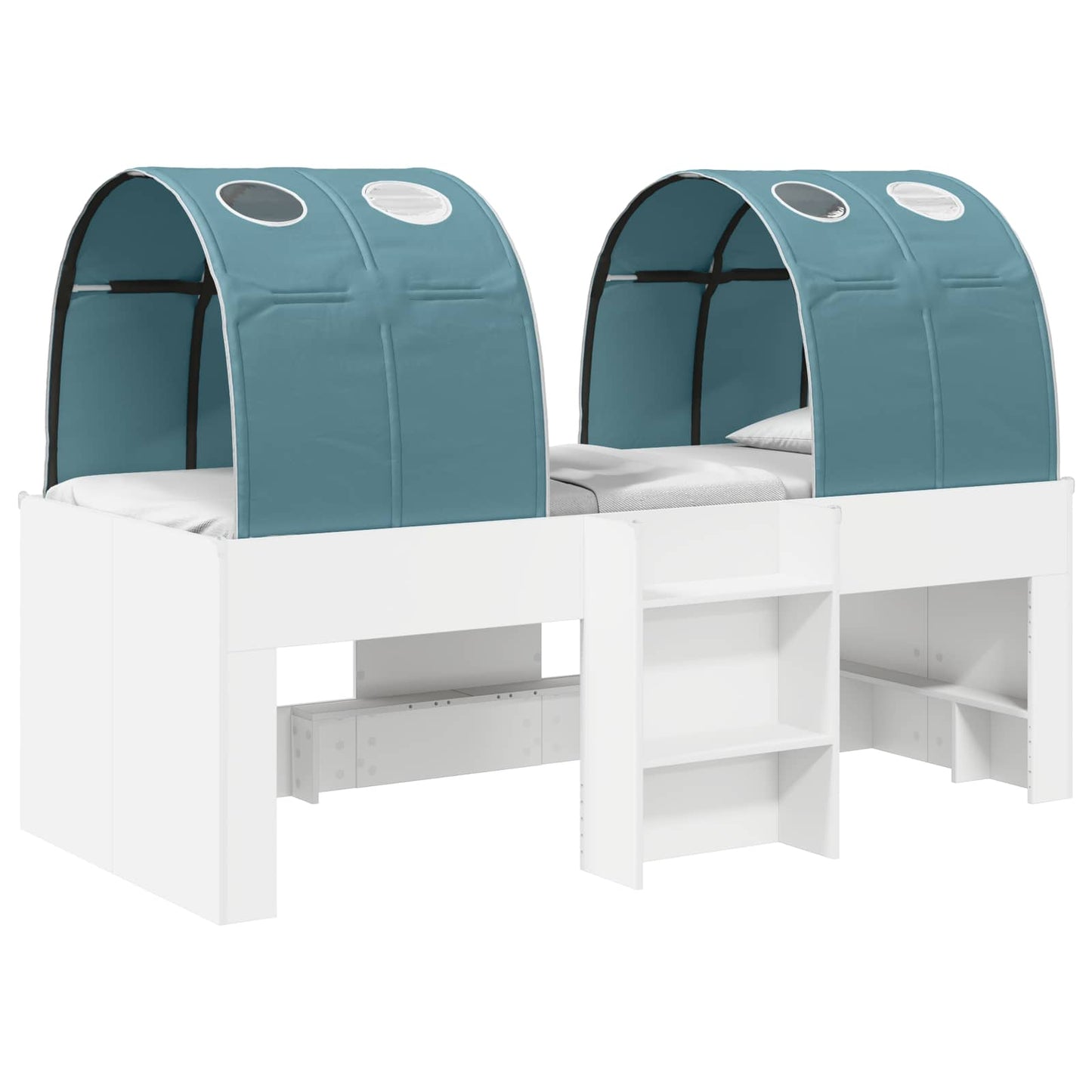 Bed with Tunnel 4 pcs White and Light Blue Engineered Wood