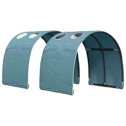 Bed with Tunnel 4 pcs White and Light Blue Engineered Wood
