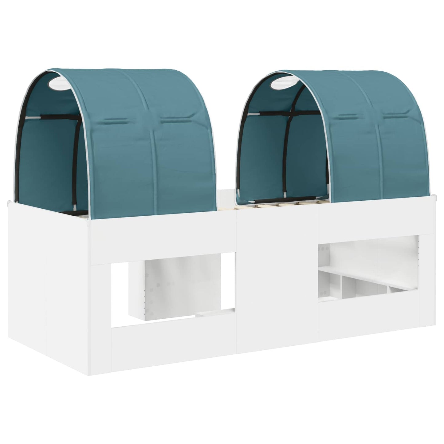 Bed with Tunnel 4 pcs White and Light Blue Engineered Wood