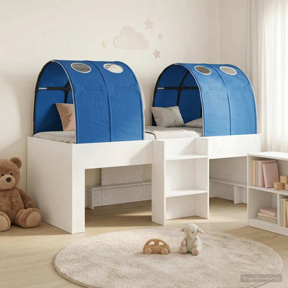 Bed with Tunnel 4 pcs White and Blue Engineered Wood