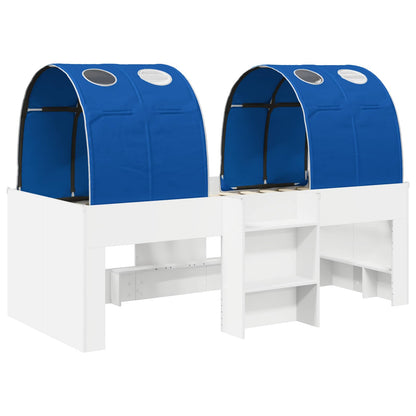 Bed with Tunnel 4 pcs White and Blue Engineered Wood