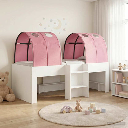 Bed with Tunnel 4 pcs White and Pink Engineered Wood