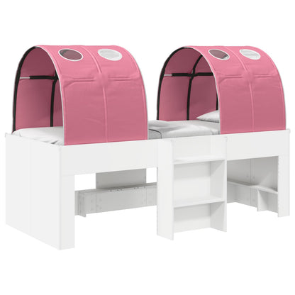 Bed with Tunnel 4 pcs White and Pink Engineered Wood