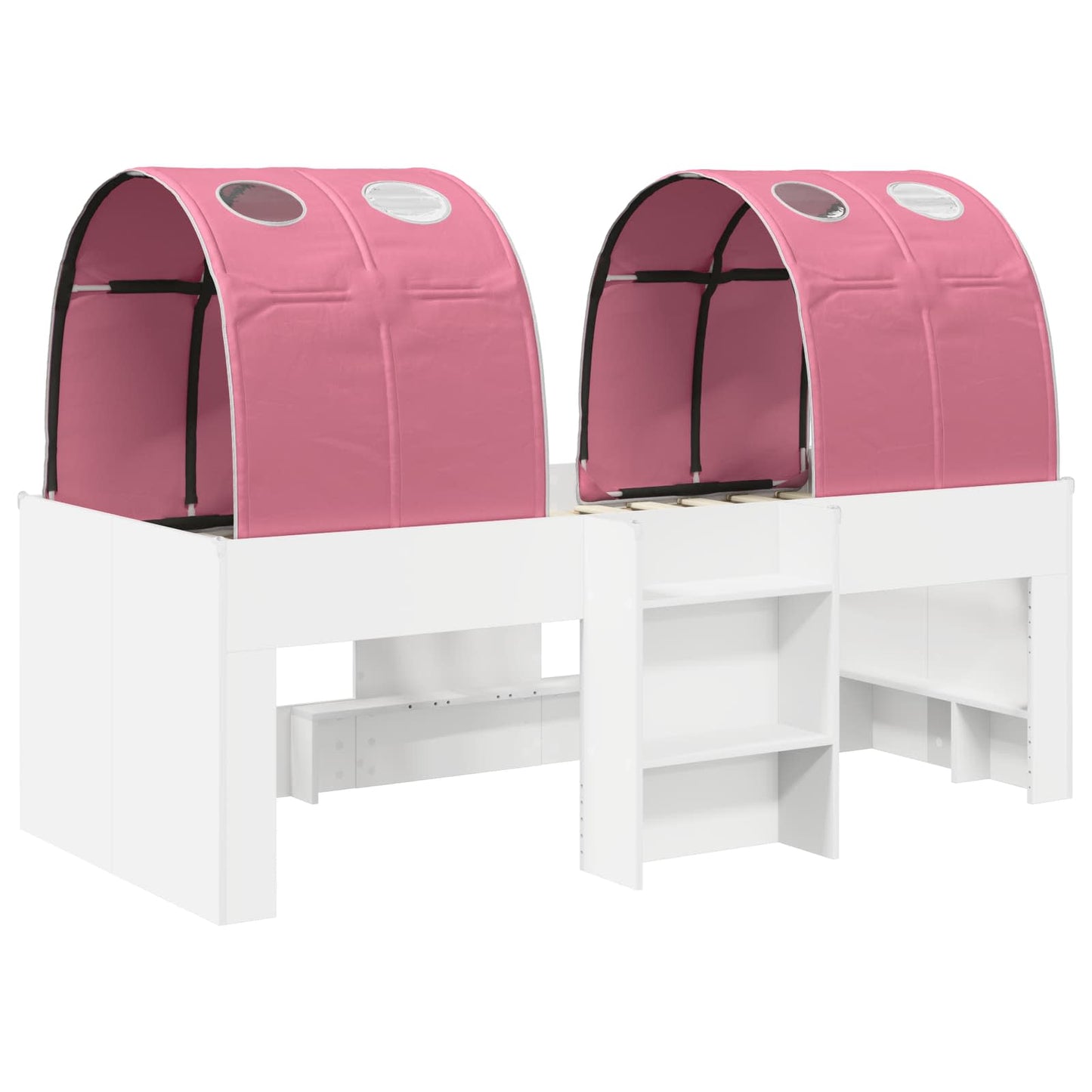 Bed with Tunnel 4 pcs White and Pink Engineered Wood