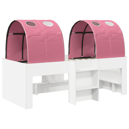 Bed with Tunnel 4 pcs White and Pink Engineered Wood