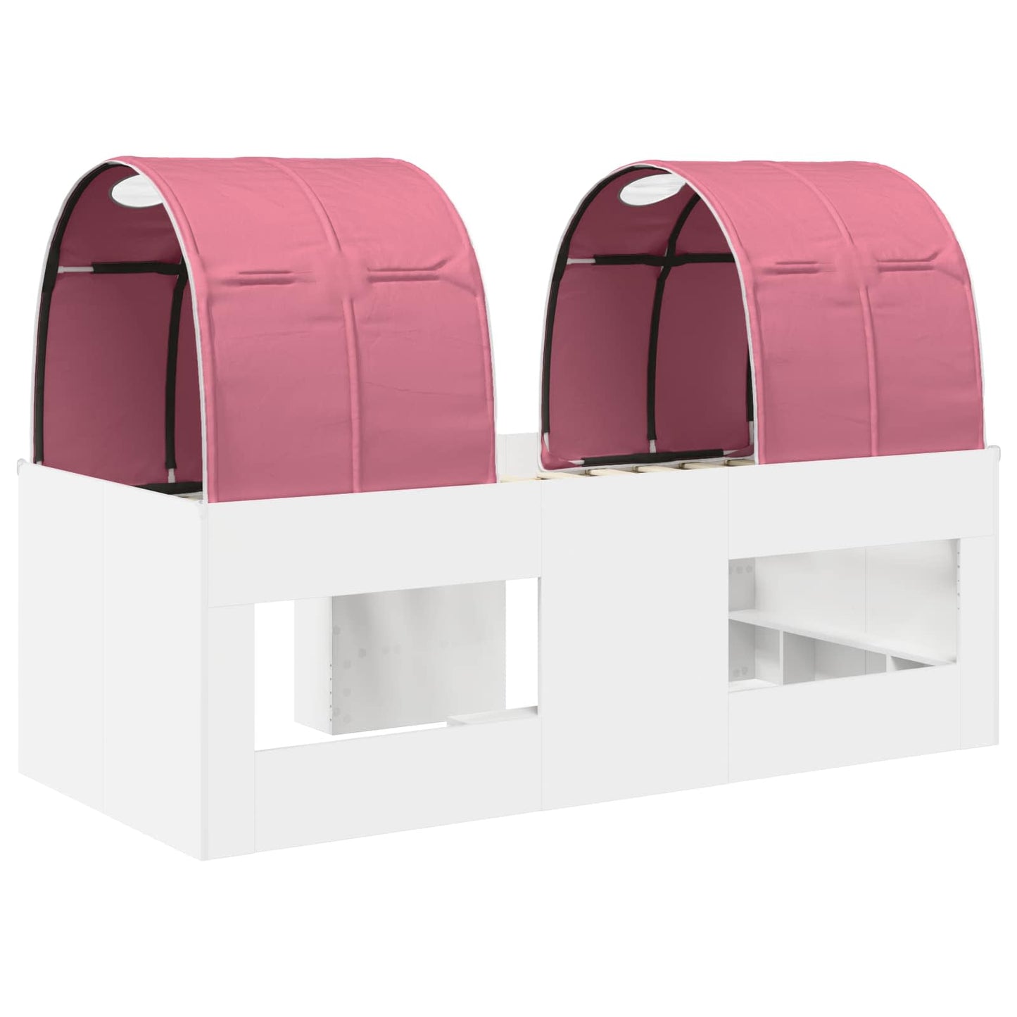 Bed with Tunnel 4 pcs White and Pink Engineered Wood