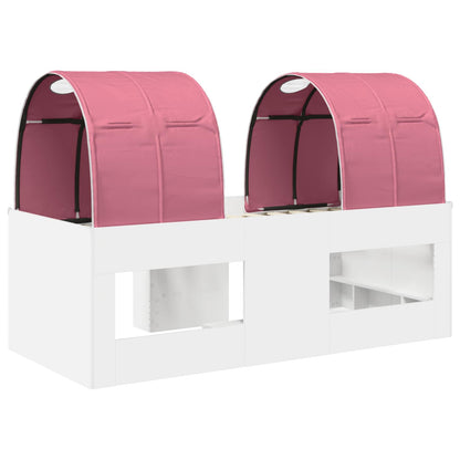 Bed with Tunnel 4 pcs White and Pink Engineered Wood