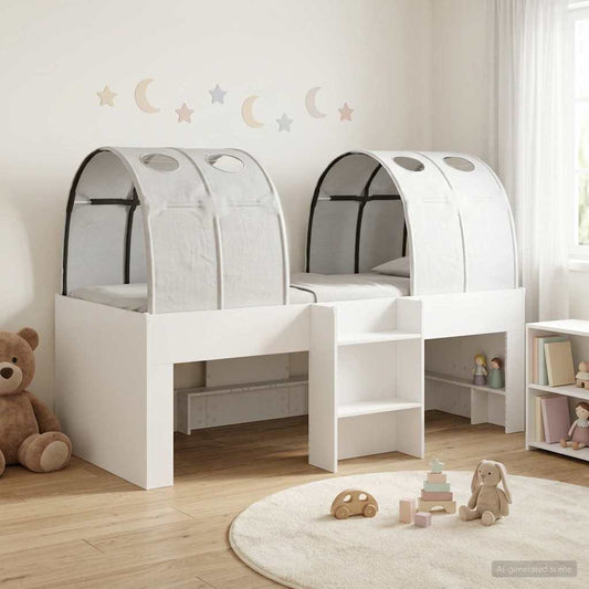 Bed with Tunnel 3 pcs White Engineered Wood