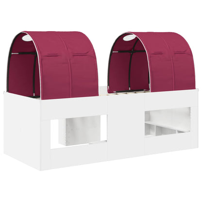 Kids'High Bed Frame with Tunnel White and Red Engineered Wood