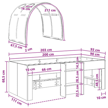 Kids'High Bed Frame with Tunnel White Engineered Wood