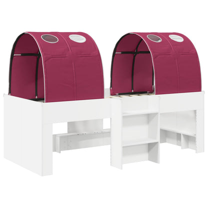 Bed with Tunnel 4 pcs White and Red Engineered Wood