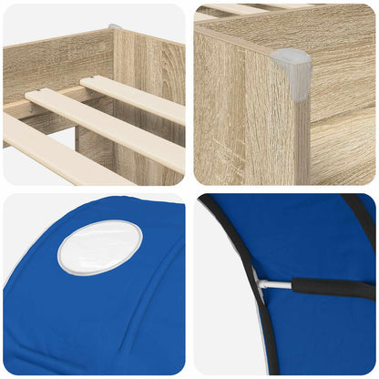 Bed with Tunnel 3 pcs Sonoma Oak and Blue Engineered Wood