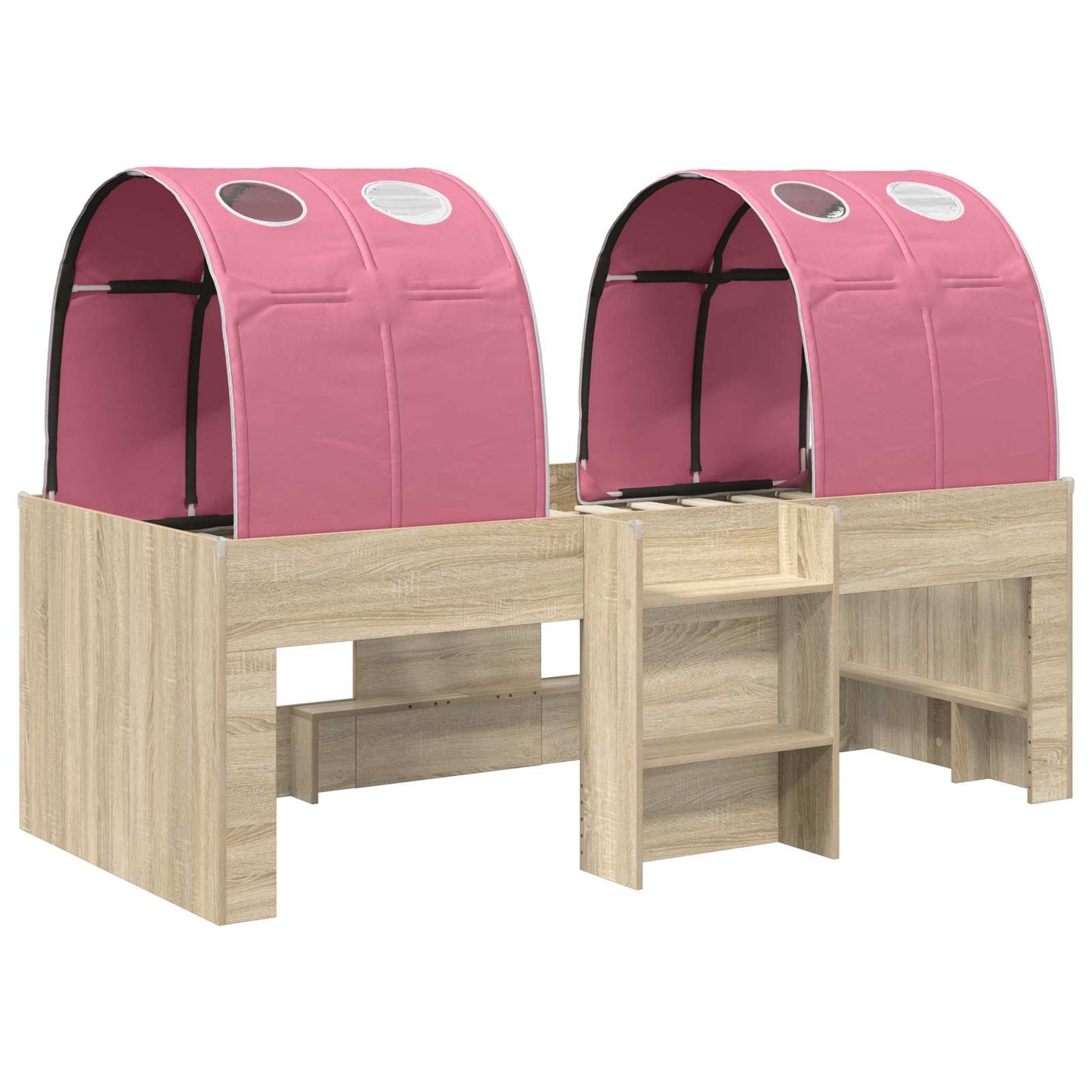 Bed with Tunnel 3 pcs Sonoma Oak and Pink Engineered Wood