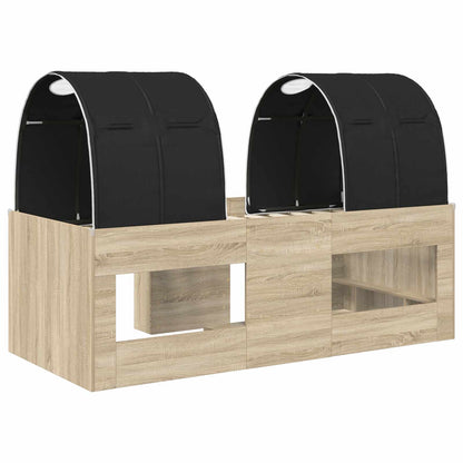 Bed with Tunnel 3 pcs Sonoma Oak and Black Engineered Wood