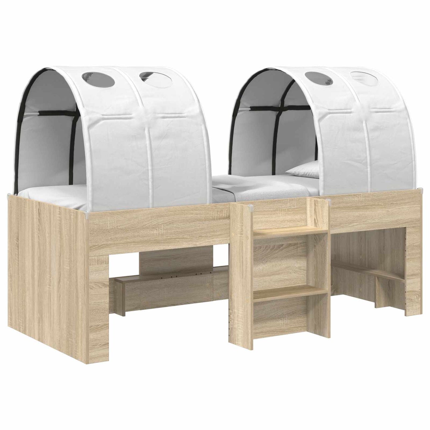 Bed with Tunnel 3 pcs Sonoma Oak and White Engineered Wood