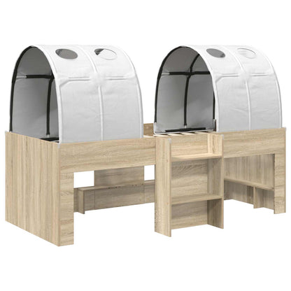 Bed with Tunnel 3 pcs Sonoma Oak and White Engineered Wood