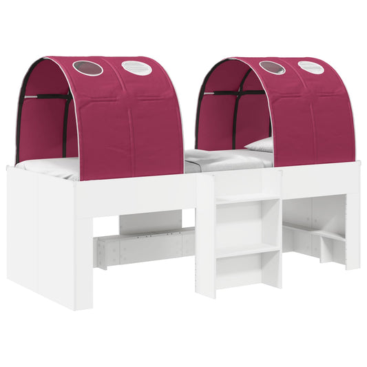 Bed with Tunnel 3 pcs White and Red Engineered Wood