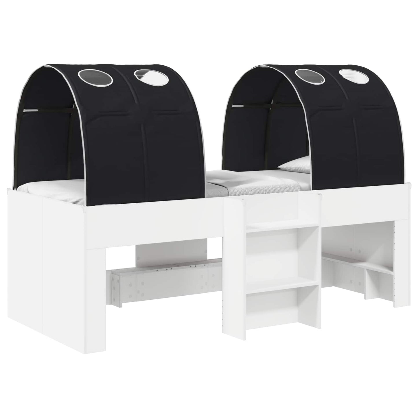 Bed with Tunnel 4 pcs White and Black Engineered Wood