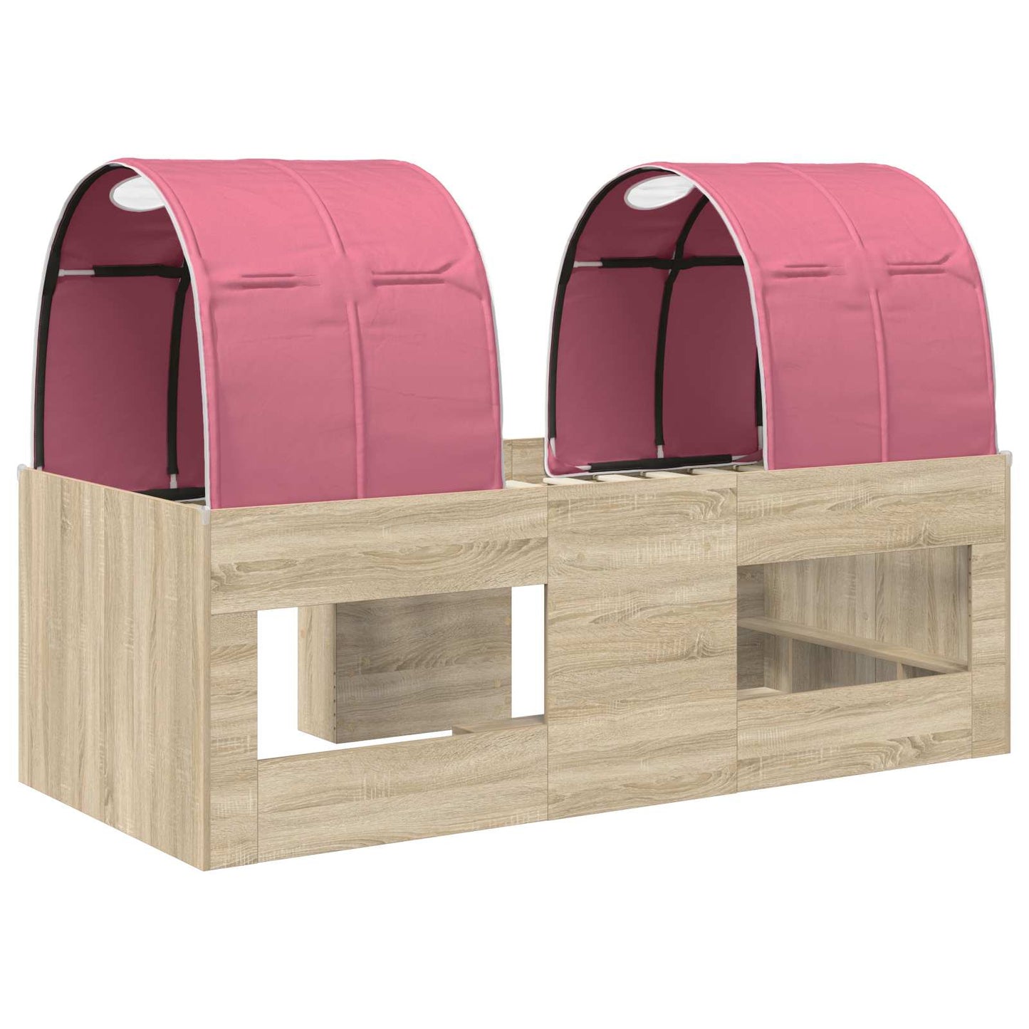 Bed with Tunnel 3 pcs Sonoma Oak and Pink Engineered Wood