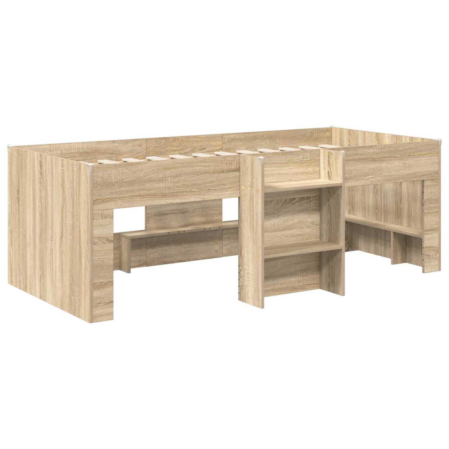 Bed with Tunnel 3 pcs Sonoma Oak and Red Engineered Wood