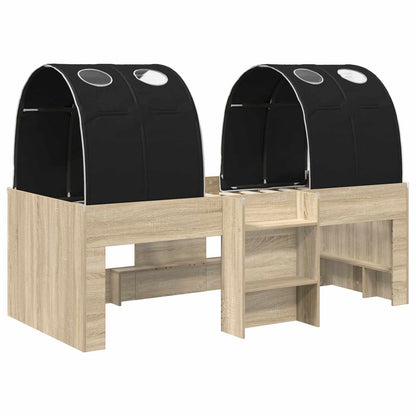 Bed with Tunnel 3 pcs Sonoma Oak and Black Engineered Wood