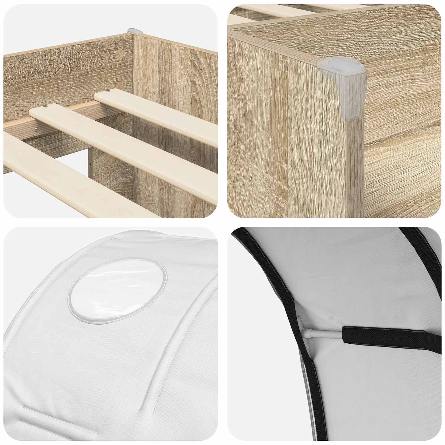 Bed with Tunnel 3 pcs Sonoma Oak and White Engineered Wood