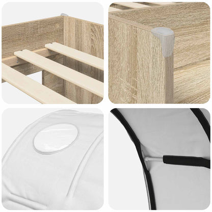 Bed with Tunnel 3 pcs Sonoma Oak and White Engineered Wood