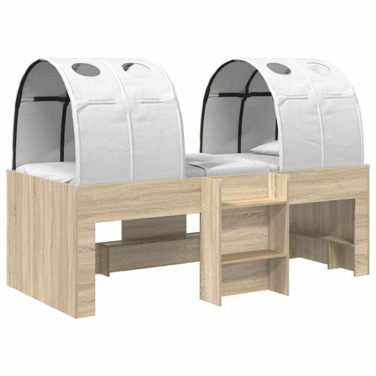 Bed with Tunnel 3 pcs Sonoma Oak and White Engineered Wood