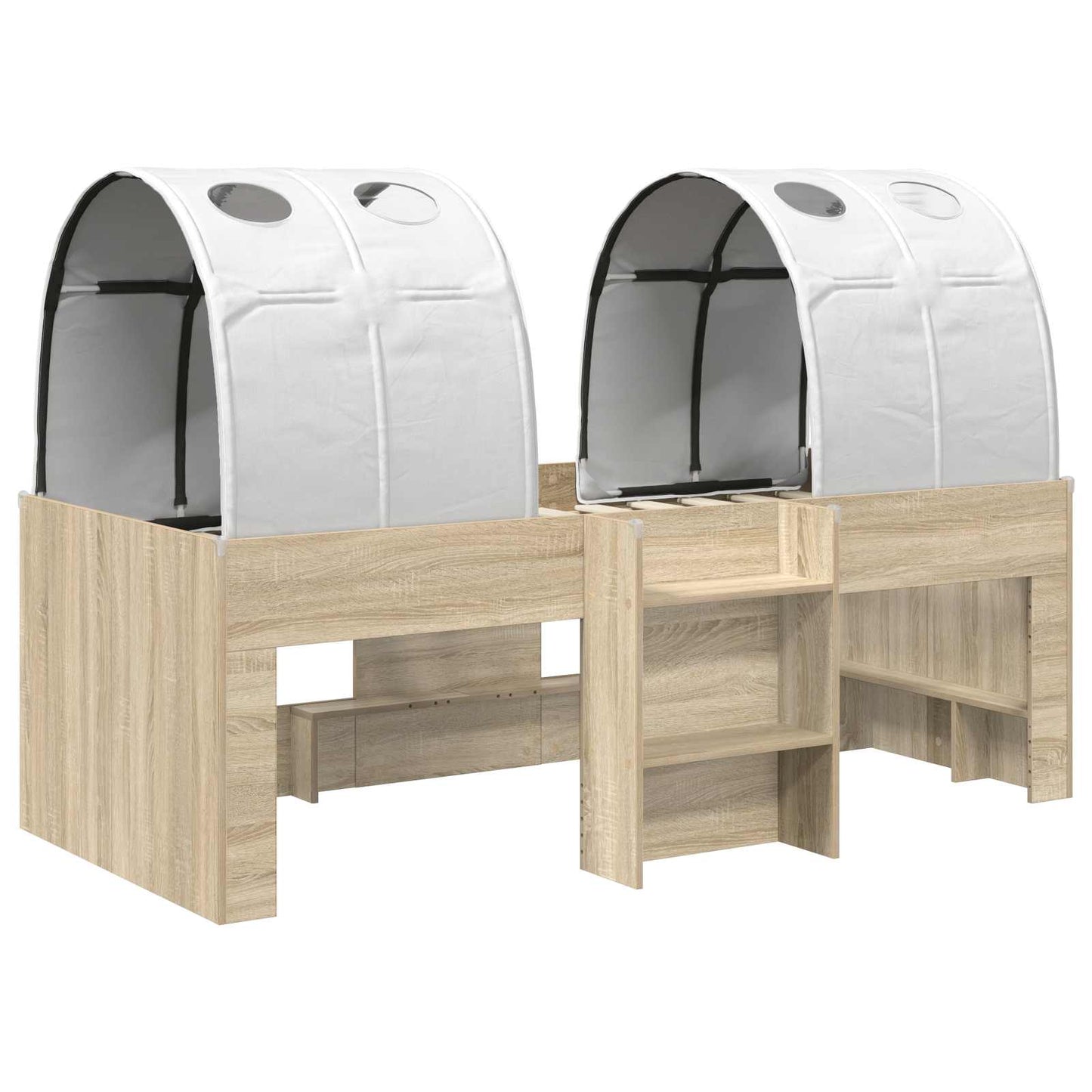 Bed with Tunnel 3 pcs Sonoma Oak and White Engineered Wood