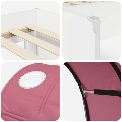 Bed with Tunnel 3 pcs White and Pink Engineered Wood