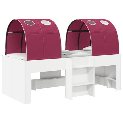 Bed with Tunnel 4 pcs White and Red Engineered Wood