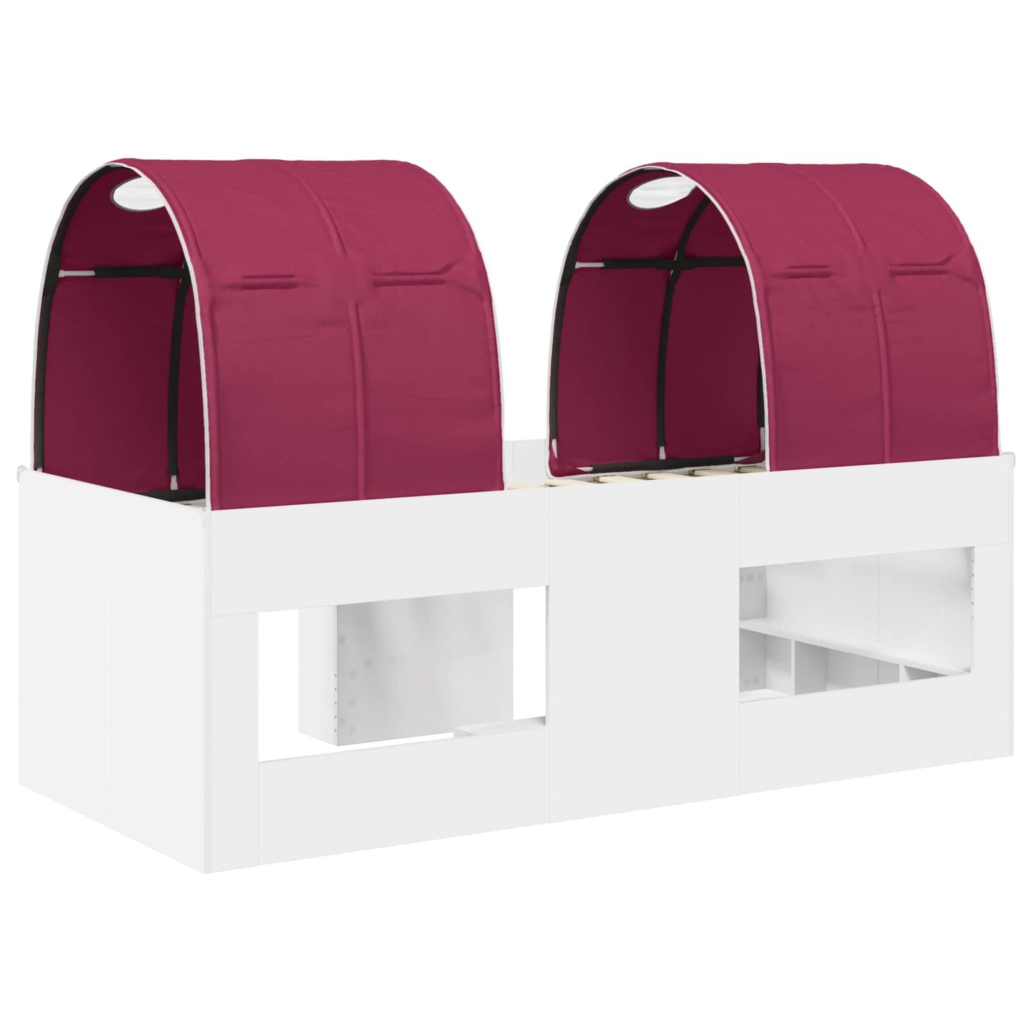 Bed with Tunnel 4 pcs White and Red Engineered Wood