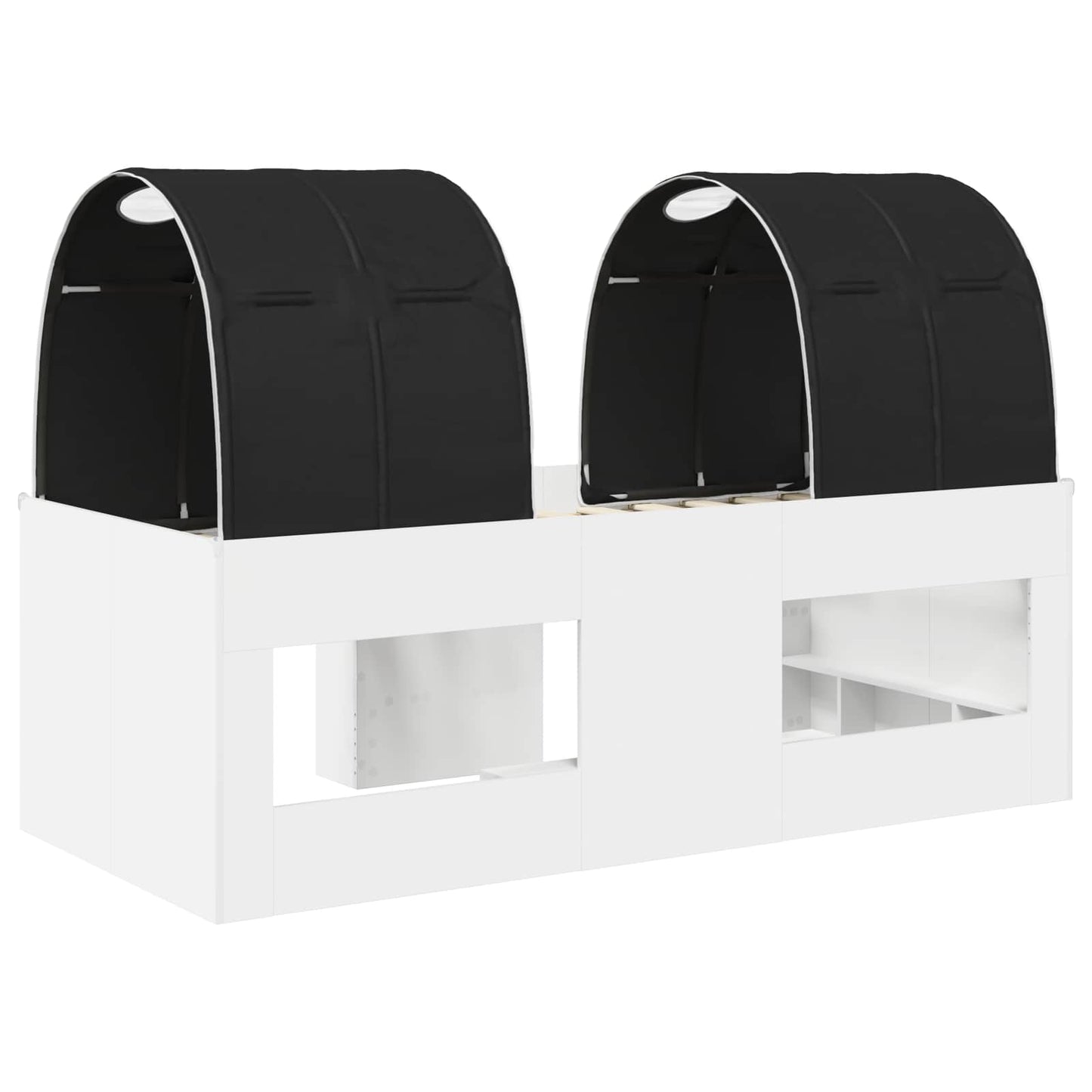 Bed with Tunnel 4 pcs White and Black Engineered Wood
