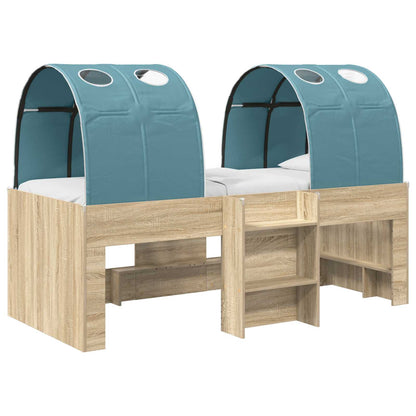 Bed with Tunnel 3 pcs Sonoma and Light Blue Engineered Wood